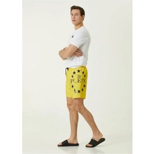 Philipp Plein Sport Sarı Beli Kordonlu Logolu Deniz Şortu
