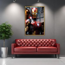 Gaagart Metal Çerçeveli Cam Tablo Film Karakteri Yakın Çekim Iron Man