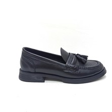 Albini Siyah Deri Kadın Loafer Ayakkabı