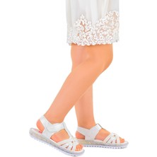Kiko Kids Kız Çocuk Sandalet Beyaz Mikrofiber Malzeme ile Rahat ve Şık Tasarım Arz 2350