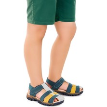 Kiko Kids Erkek Çocuk Sandalet Arz 2356 Petrol - Sarı