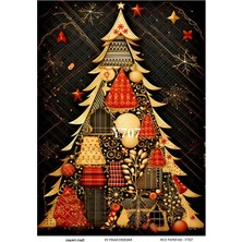 My Hobby Y707 Yeniyıl, Çam, Ağaç Desenli Pirinç Dekopaj 30X42