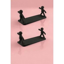 Rosemor 2 Adet Kendinden Yapışkanlı Craft Siyah Banyo Rafı Mutfak Organizer Duvara Monte Raf