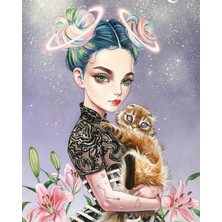 Emos avm Canvas Fantastik Kız Sayılarla Boyama Seti Kasnaklı