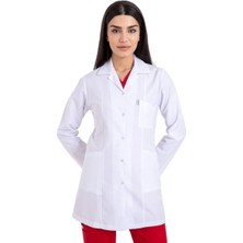 Beyaz Kadın Diz Üstü Hemşire Doktor Ünüforma