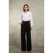 Kadın Yüksek Bel Palazzo Pantolon Siyah - 36143