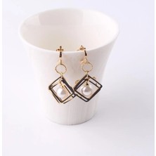 Qiuhong Shop Beyaz Isı Pimi Moda Gotik Punk Alaşım Geometrik Kare Küpe Üzerinde Klips Olmayan Deldi Küpe Kulak Klipleri Retro Küpe Kız Takı (Yurt Dışından)