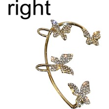 Qiuhong Shop No.2 Boyutu Altın Kaplama Metal Kulak Kemik Klipsi Kadınlar Için Tatlı Nefis Köpüklü Zirkon Kelebek Kulak Manşet Klip Küpe Fransız Tarzı Takı (Yurt Dışından)
