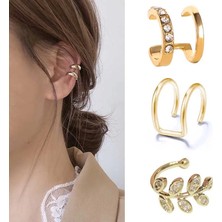 Qiuhong Shop E875BJIN Moda Küçük Kulak Manşet Küpe Kadınlar Için Kulak Klipsi Altın Renk Hiçbir Piercing Sahte Kıkırdak Küpe (Yurt Dışından)