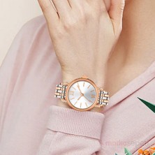 Markasepeti Gümüş Kaplama Rose Gold Detay Roma Rakamlı Kadın Kol Saati