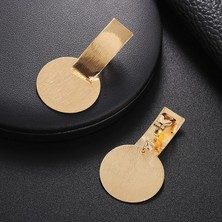 Qiuhong Shop Altın Yeni Moda Yuvarlak Dangle Kulak Klipsi Kore Klip Küpe Kadınlar Için Geometrik Yuvarlak Kalp Küpe Düğün Takı (Yurt Dışından)
