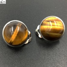 Qiuhong Shop Malakit MC6992 Kaplan Gözü Lapis Lazuli Malakit Aventurin Opal Howlite Kristal Unakite Jaspe Abalone Kabuk Sanat Oval Klip Küpe WB659 (Yurt Dışından)