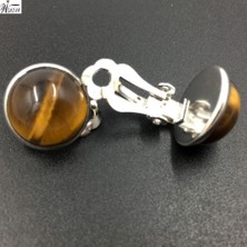 Qiuhong Shop Malakit MC6992 Kaplan Gözü Lapis Lazuli Malakit Aventurin Opal Howlite Kristal Unakite Jaspe Abalone Kabuk Sanat Oval Klip Küpe WB659 (Yurt Dışından)