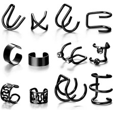 Qiuhong Shop NO.64103 Beden Tobılo Moda Basit Çapraz Klip Küpe Kadınlar Kızlar Için Sevimli Altın Gümüş Renk Punk Kulak Manşet Klip Piercing Jewerly Olmadan (Yurt Dışından)