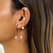 Qiuhong Shop EJ176 Gümüş 16 Moda Altın Metal Püskül Zincir Klip Küpe Kadınlar Için Basit Hiçbir Piercing Sahte Kıkırdak Kulak Manşet Kulak Klipsi Küpe Takı (Yurt Dışından)