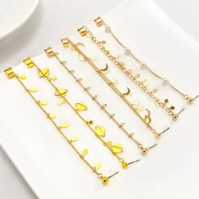 Qiuhong Shop EJ176 Gümüş 16 Moda Altın Metal Püskül Zincir Klip Küpe Kadınlar Için Basit Hiçbir Piercing Sahte Kıkırdak Kulak Manşet Kulak Klipsi Küpe Takı (Yurt Dışından)