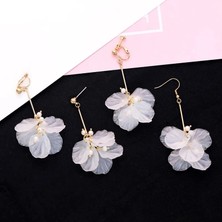 Qiuhong Shop Klip Küpe Jıofree Yeni Yaz Moda Akrilik Inci Klip Küpe Piercing Olmadan Kadınlar Için Tatlı Bijoux Inci Çiçek Brincos (Yurt Dışından)