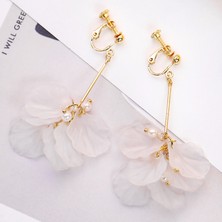 Qiuhong Shop Klip Küpe Jıofree Yeni Yaz Moda Akrilik Inci Klip Küpe Piercing Olmadan Kadınlar Için Tatlı Bijoux Inci Çiçek Brincos (Yurt Dışından)