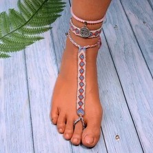 Qiuhong Shop No.10 Boyutu Ay Kız Kol Kadınlar Için Halhal Dokuma Bohem Kristal El Yapımı Halhal Bilezik Kadın Plaj Ayak Takı (Yurt Dışından)