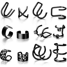 Qiuhong Shop NO.64099 Boyut Tobılo Moda Basit Çapraz Klip Küpe Kadınlar Kızlar Için Sevimli Altın Gümüş Renk Punk Kulak Manşet Klip Piercing Jewerly Olmadan (Yurt Dışından)