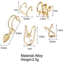 Qiuhong Shop E01912 Vagzeb Moda Altın Renk Kulak Manşetleri Yaprak Klip Küpe Kadın Dağcılar Için Hiçbir Piercing Sahte Kıkırdak Küpe Aksesuarları Hediye (Yurt Dışından)