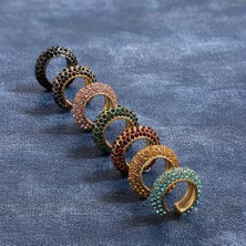 Qiuhong Shop Koyu Yeşil 1 Adet Yeni Renkli Elmas Taklidi C Şekli Tıknaz Klip Küpe Kadınlar Için Punk Delinme Kıkırdak Olmadan Kulak Manşet Düğün Takı (Yurt Dışından)