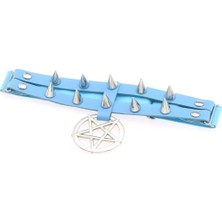 Qiuhong Shop Açık Mavi Punk Spike Pentagram Bacak Jartiyer Kemer Perçinler Uyluk Koşum Kadın Kız Goth Cosplay Aksesuarları Harajuku Moda Takı (Yurt Dışından)