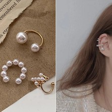 Qiuhong Shop 1023 3 Adet Kulak Manşet Çapraz Klip Inci Küpe Sahte Piercing Kadınlar Için Earcuffs Earcuff Küpe Takı Hiçbir Piercing Aksesuarları (Yurt Dışından)
