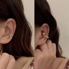 Qiuhong Shop 1023 3 Adet Kulak Manşet Çapraz Klip Inci Küpe Sahte Piercing Kadınlar Için Earcuffs Earcuff Küpe Takı Hiçbir Piercing Aksesuarları (Yurt Dışından)