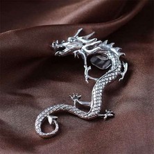 Qiuhong Shop Rodyum Kaplama Dragon Kulak Klipsi Vintage Punk Takı Aksesuarları Kadınlar ve Erkekler Için Küpe Klipsli Küpeler Buklet Oreille Femme Arty (Yurt Dışından)
