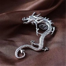 Qiuhong Shop Rodyum Kaplama Dragon Kulak Klipsi Vintage Punk Takı Aksesuarları Kadınlar ve Erkekler Için Küpe Klipsli Küpeler Buklet Oreille Femme Arty (Yurt Dışından)