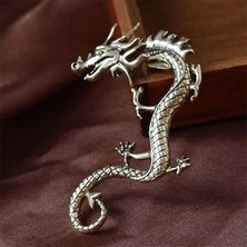 Qiuhong Shop Rodyum Kaplama Dragon Kulak Klipsi Vintage Punk Takı Aksesuarları Kadınlar ve Erkekler Için Küpe Klipsli Küpeler Buklet Oreille Femme Arty (Yurt Dışından)
