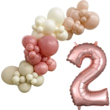 Organizasyon Pazarı MiniZincirBalonSeti DenizKumu-ÇölKumu-R.Pembe-R.Beyaz+2 34inç Rose FolyoBalon 30Adet+BalonŞeridi