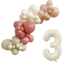 Organizasyon Pazarı MiniZincirBalonSeti DenizKumu-ÇölKumu-R.Pembe-R.Beyaz+3 34inç Krem FolyoBalon 30Adet+BalonŞeridi