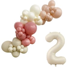 Organizasyon Pazarı MiniZincirBalonSeti DenizKumu-ÇölKumu-R.Pembe-R.Beyaz+2 34inç Krem FolyoBalon 30Adet+BalonŞeridi