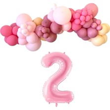 Organizasyon Pazarı MiniZincirBalonSeti Fuşya-M.Pembe-R.Pembe-Şeftali+2 34inç A.PembeFolyoBalon 30Adet+BalonŞerid