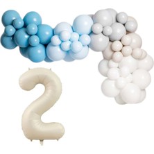 Organizasyon Pazarı ZincirSeti DerinOkyanus-M.Mavi-Taş-Beyaz-DenizKumu+2 34inç Krem FolyoBalon 30Adet+BalonŞeridi