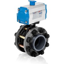 Unox Ø 125 Çift Etkili Pnömatik Aktüatörlü U-Pvc Takım Kelebek Vana Su Için