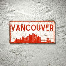 Hayg Equipment Vancouver Silüetli Dekoratif Alüminyum Tabela - Antik Metal Duvar Dekoru - Vancouver Manzaralı Levha