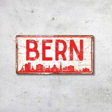 Hayg Equipment Bern Silüetli Dekoratif Alüminyum Tabela - Antik Metal Duvar Dekoru - Bern Manzaralı Tabela
