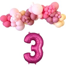 Organizasyon Pazarı MiniZincirBalonSeti Fuşya-M.Pembe-R.Pembe-Şeftali+3 34inç PembeFolyoBalon 30Adet+BalonŞerid