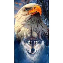 Emos avm Canvas Kartal ve Kurt Sayılarla Boyama Seti Kasnaklı