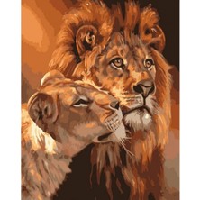 Emos avm Canvas Aslanların Askı Sayılarla Boyama Seti  Kasnaklı