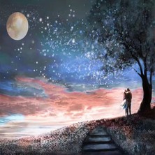 Emos avm Canvas Dolunayda Ask Sayılarla Boyama Seti   Kasnaklı