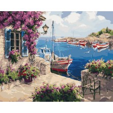 Emos avm Canvas Yazlıktaki Tekne Sayılarla Boyama Seti  Kasnaklı