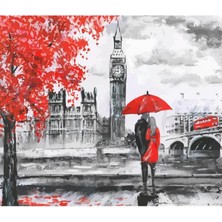 Emos avm Canvas Sonbahar ve Kırmızı Ask Sayılarla Boyama Seti  Kasnaklı