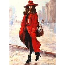 Emos avm Canvas Kırmızı Sapkalı Güzel Sayılarla Boyama Seti  Kasnaklı