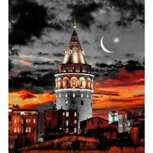Emos avm Canvas Galata Kulesi Renkli Sayılarla Boyama Seti  Kasnaklı