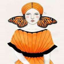 Emos avm Hobby Turuncu Kelebekli Kadın Sayılarla Boyama Seti   Rulo