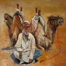 Emos avm Canvas Çöldeki Develer Sayılarla Boyama Seti  Kasnaklı